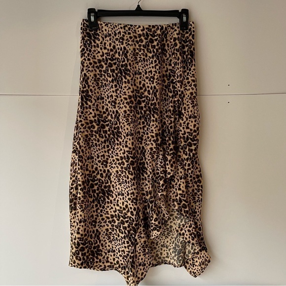 Women's Leopard Animal Print High Low Ruffled Skirt, Sz S - Picture 10 of 15